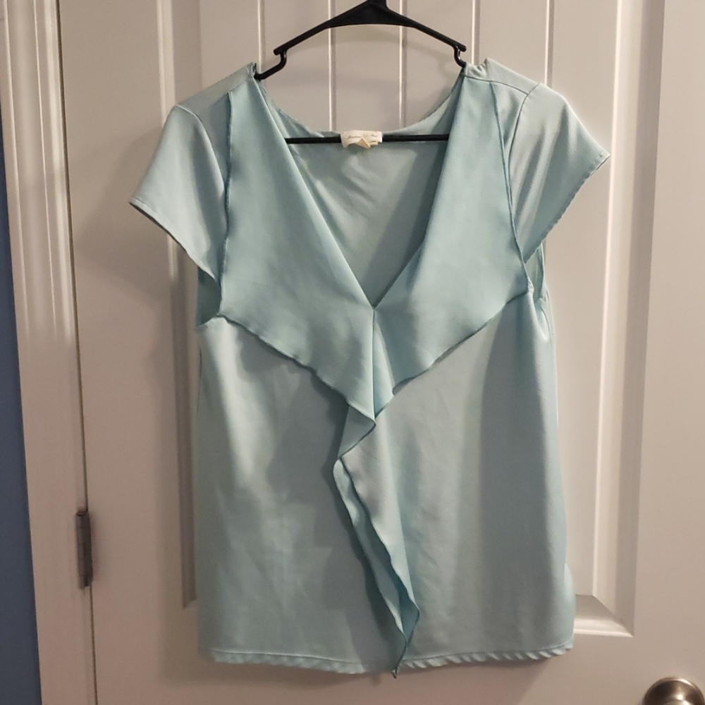 ANTHRO Meadow and Rue flutter neck blouse